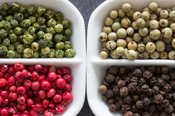 close up selection of various pepper types