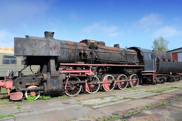 Fototapeta na wymiar Old train - steam locomotive in Pyskowice, Poland