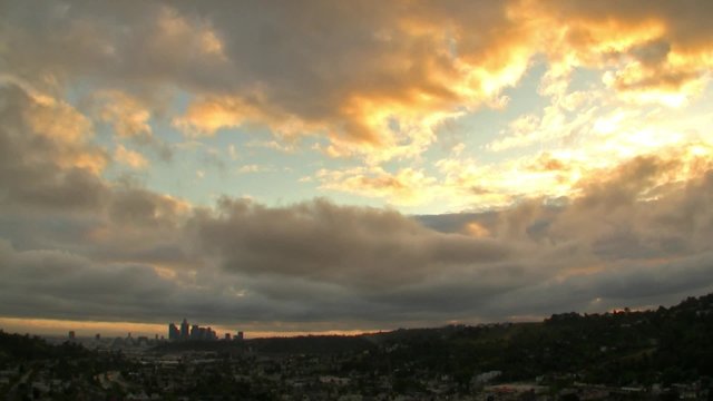 Downtown Los Angeles skyline time lapse