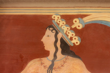 Ancient minoan fresco from Knossos palace, Crete