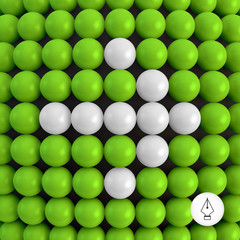 Arrow. Abstract technology background with balls. 