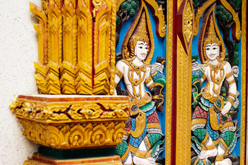 Thai pattern door of Temple in Phuket Thailand