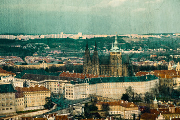 Vintage postcard with Prague Castle