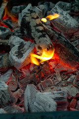 fire from charcoal for barbecue