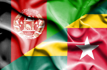 Waving flag of Togo and Afghanistan
