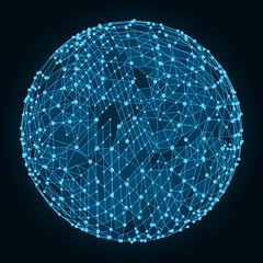 3d sphere. Global digital connections. Technology concept. 