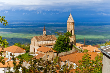 Panorama view of Sighnaghi (Signagi) city in Kakheti region 