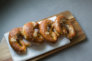 4 Brezn/Pretzels on a breadboard 5