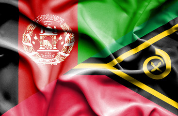Waving flag of Vanuatu and Afghanistan