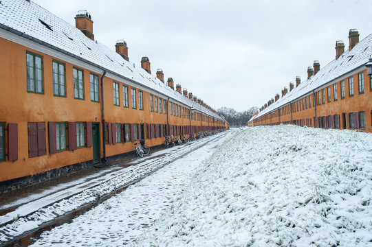 The old houses in nyboder in denmark 