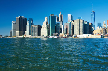 Naklejka na ściany i meble Lower Manhattan skyline view from Brooklyn