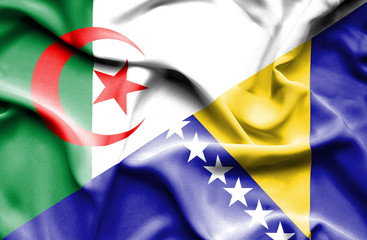 Waving flag of Bosnia and Herzegovina and Algeria