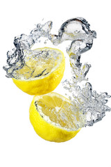 Lemon falling into water