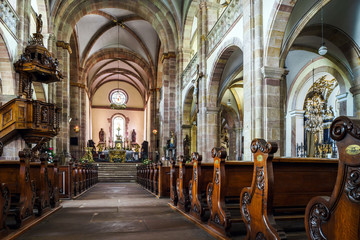 Majestic interior of Abbey-church of Saint Peter and Saint Paul
