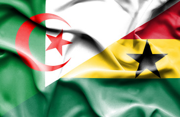 Waving flag of Ghana and Algeria