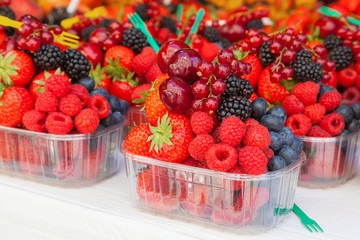 Colorful arrangement of fresh fruit berries ready to eat 