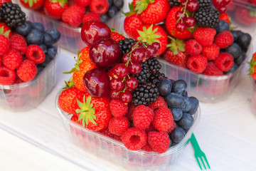 Colorful arrangement of fresh fruit berries ready to eat 