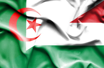 Waving flag of Hungary and Algeria