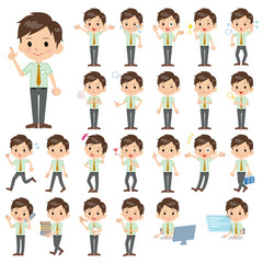 半袖淡緑シャツ男子学生