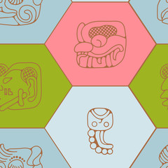 Seamless background with American Indians relics dingbats characters