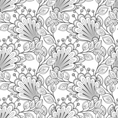 Vector Seamless Monochrome Floral Pattern