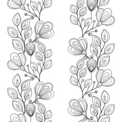 Vector Seamless Monochrome Floral Pattern
