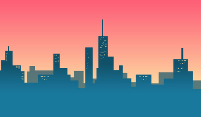 Colorful city skylines background banner vector illustration
