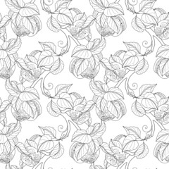 Vector Seamless Monochrome Fruit Pattern