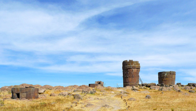 Mysterious ancient ruins of Sillustani in Puno, Peru
