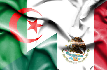 Waving flag of Mexico and Algeria