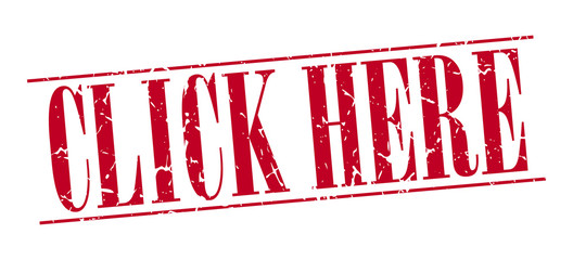 click here red grunge vintage stamp isolated on white background