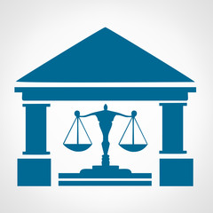 Court Building Icon - vector illustration. Scales balance. 