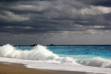 Cloudy Day in Katishma Beach, Lefkada Island, Greece