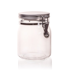 closed empty glass jar with clipping path