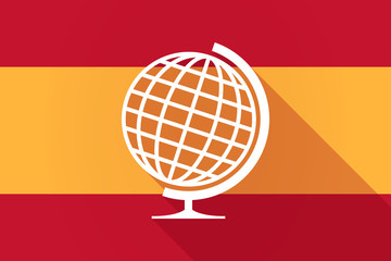 Spain long shadow flag with a world globe