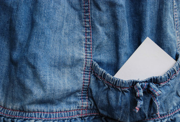 blue jeans pocket with card