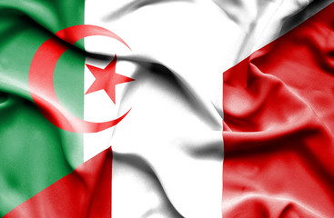 Waving flag of Peru and Algeria