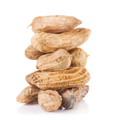 Closeup of boil peanut thai style on white background