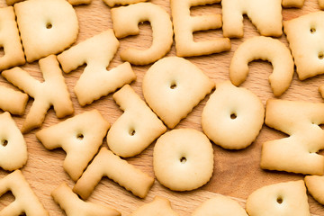 Word Biscuit over wooden table