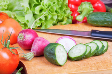 Vegetables on wooden background