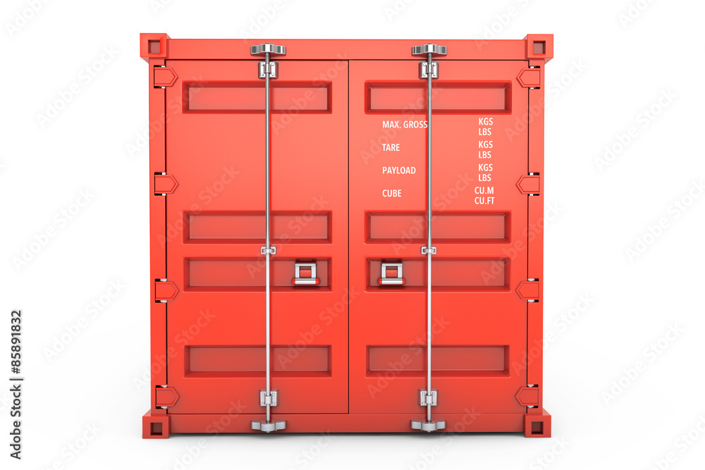 Poster Red Shipping Container. 3d rendering