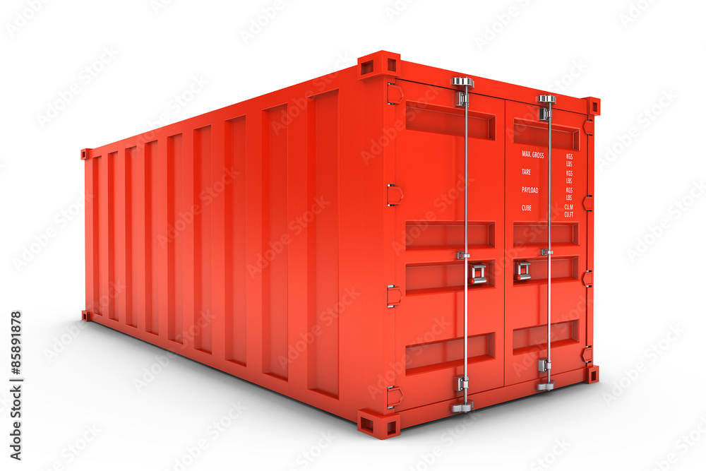 Poster Red Shipping Container. 3d rendering