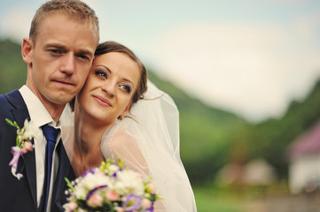 happy cute wedding two close up portrait