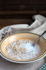 Green Buckwheat groats with milk