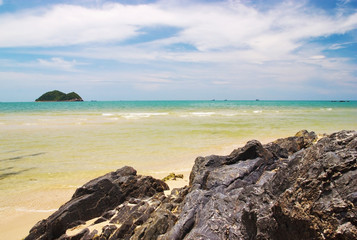 Sea, Beach with blue sky and cloud