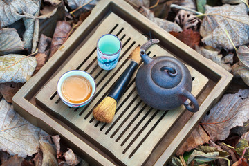 Traditional chinese tea ceremony accessories (tea pot and 
cup)