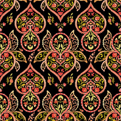 Watercolor paisley seamless pattern. 