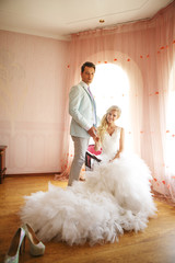 Bride and groom in the room