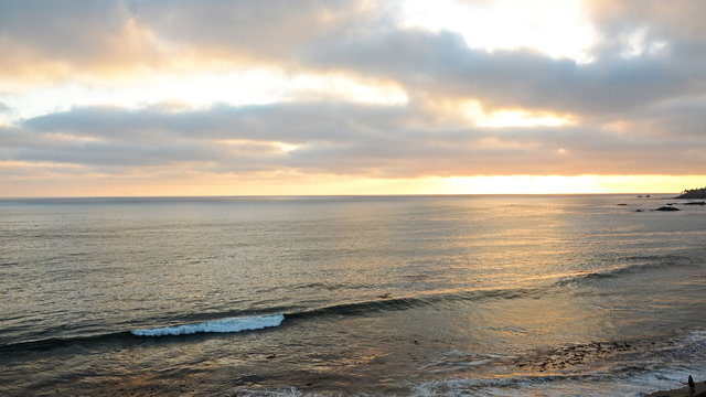  Time lapse footage with zoom out  motion of sunset in Laguna Beach, California
