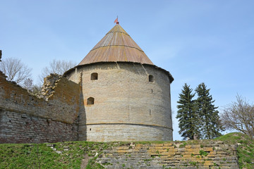 Royal tower of the fortress at Shlisselburg city. Fortress called Oreshek (Nut fortress)